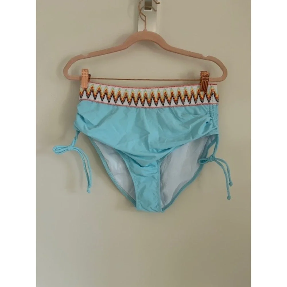 Blooming Jelly Blue Boho Embroidered High‎ Waisted Bikini Set Large NEW - Picture 2 of 7